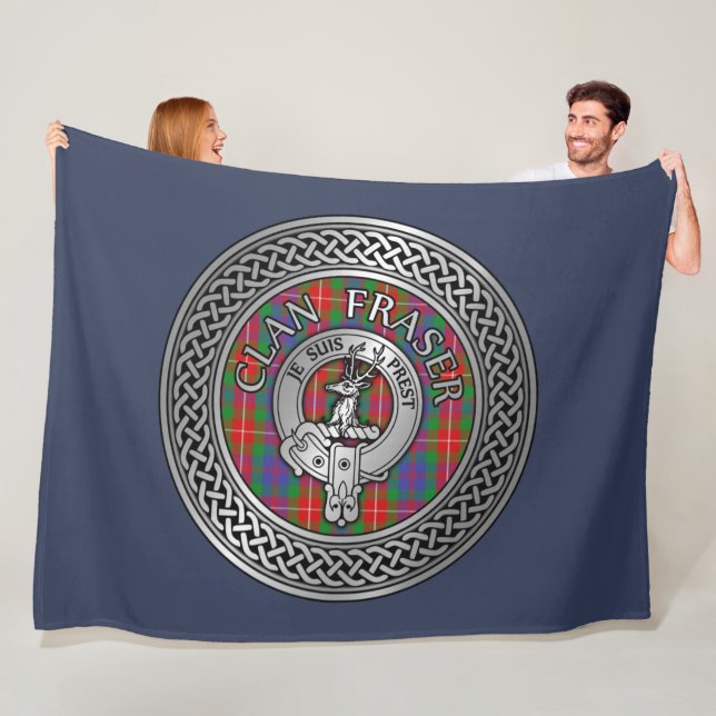 Clan Fraser Wappen & Tartan Knot Fleece Blanket (Beispiel)