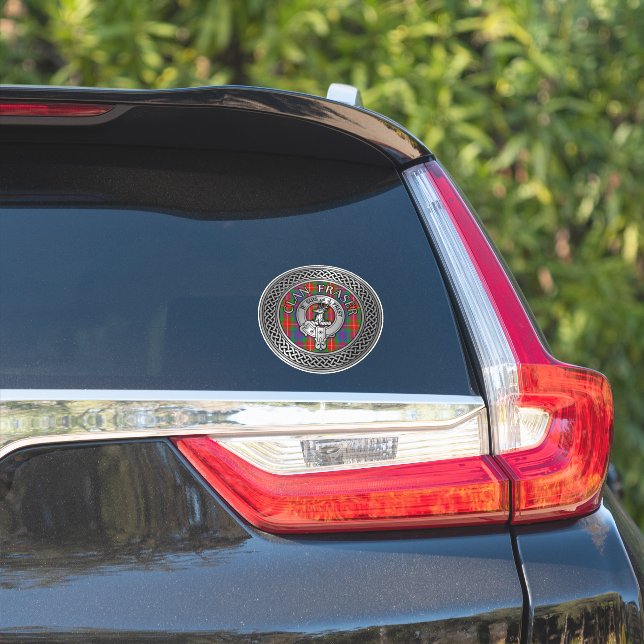 Clan Fraser Wappen & Tartan Knot Sticker (Auto Seite)