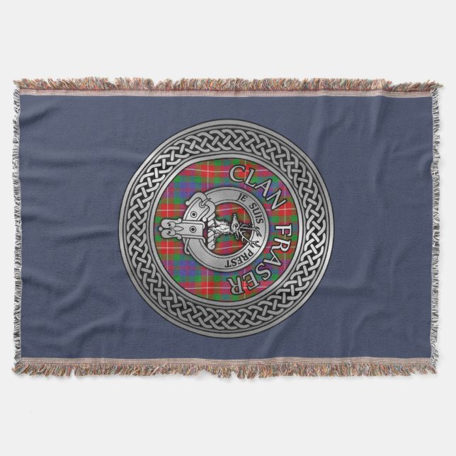 Clan Fraser Wappen & Tartan Knot Throw Blanket Decke (Vorderseite)