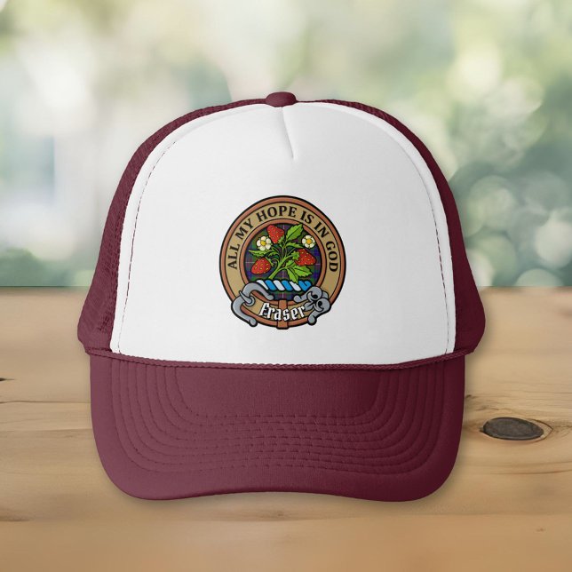 Clan Fraser Wappen über die Jagd Tartan Trucker Ha Truckerkappe (Von Creator hochgeladen)