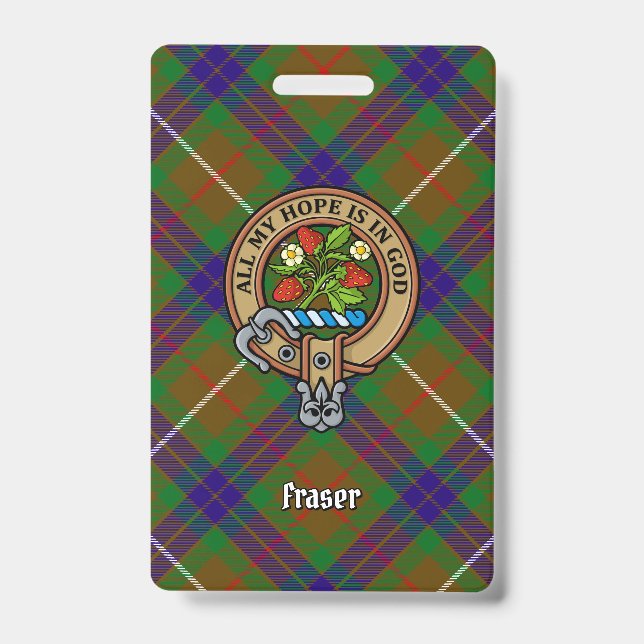 Clan Fraser Wappen über Jagd auf Tartan Ausweis (Vorderseite)