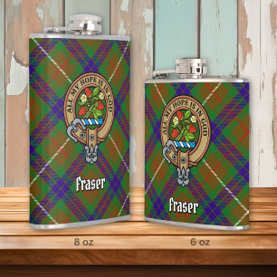 Clan Fraser Wappen über Jagd auf Tartan Flachmann