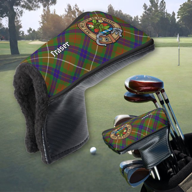 Clan Fraser Wappen über Jagd auf Tartan Golf Headcover (Von Creator hochgeladen)
