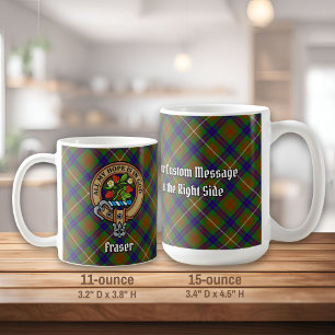 Clan Fraser Wappen über Jagd auf Tartan Kaffeetasse