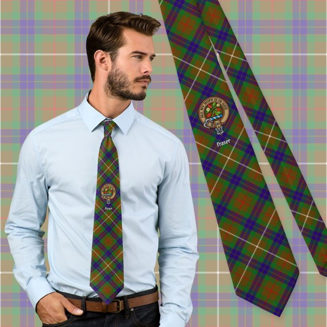 Clan Fraser Wappen über Jagd auf Tartan Krawatte (Von Creator hochgeladen)