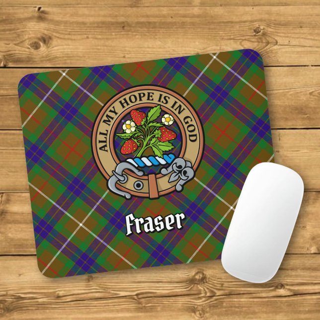 Clan Fraser Wappen über Jagd auf Tartan Mousepad (Von Creator hochgeladen)