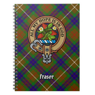 Clan Fraser Wappen über Jagd auf Tartan Notizblock