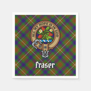 Clan Fraser Wappen über Jagd auf Tartan Serviette