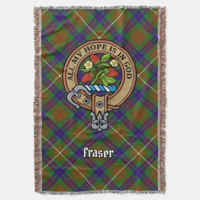 Clan Fraser Wappen über Jagdtartan Decke (Vorderseite Vertikal)