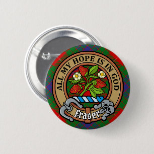 Clan Fraser Wappen über Tartan Button