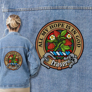 Clan Fraser Wappen über Tartan Jeansjacke