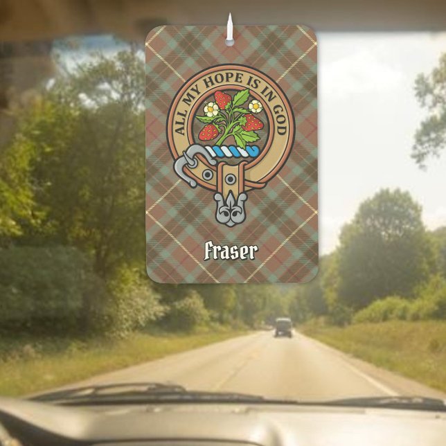 Clan Fraser Wappen über Wetterjagd Tartan Autolufterfrischer (Von Creator hochgeladen)
