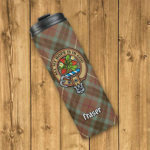 Clan Fraser Wappen über Wetterjagd Tartan Thermosbecher