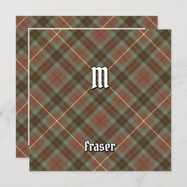 Clan Fraser Weathered Jagd Tartan Einladung (Vorne/Hinten)