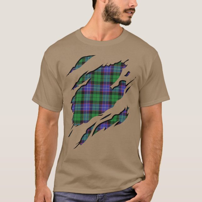 Clan Galbraith Tartan Karierte Effekte T-Shirt (Vorderseite)