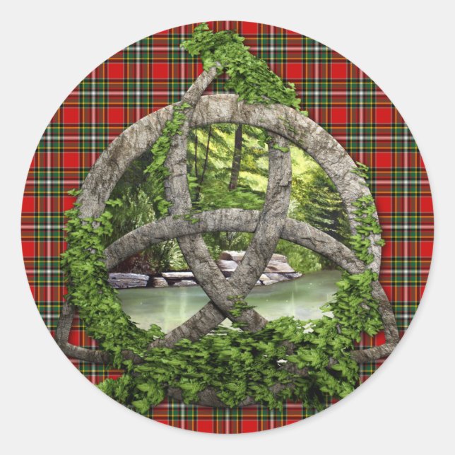 Clan Gillespie Tartan Celtic Trinity Runder Aufkleber (Vorderseite)