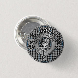 Clan Gladstone Wappen & Tartan Button