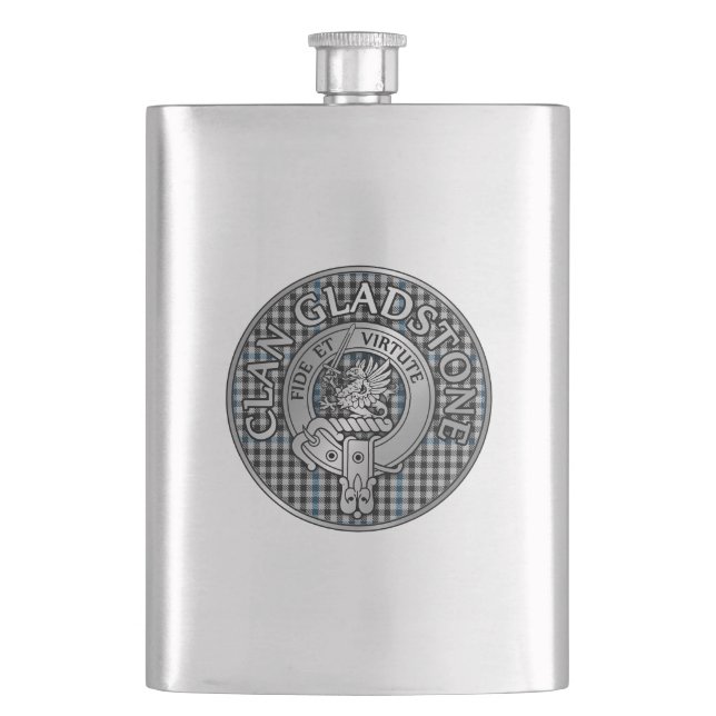 Clan Gladstone Wappen & Tartan Flachmann (Vorderseite)
