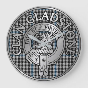 Clan Gladstone Wappen & Tartan Große Wanduhr