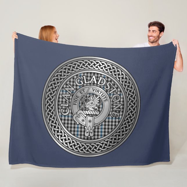 Clan Gladstone Wappen & Tartan Knot Fleecedecke (Beispiel)