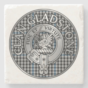 Clan Gladstone Wappen & Tartan Steinuntersetzer