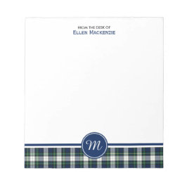Clan Gordon Blue und White Dress Tartan Monogram Notizblock