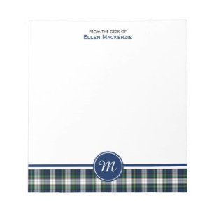 Clan Gordon Blue und White Dress Tartan Monogram Notizblock