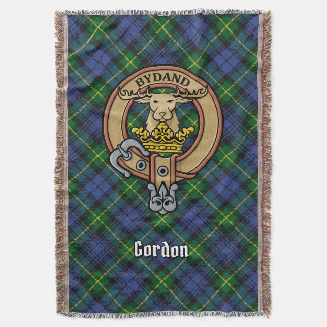 Clan Gordon Crest over Tartan Decke (Vorderseite Vertikal)