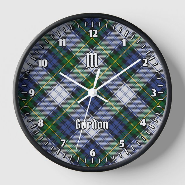 Clan Gordon Dress Tartan Large Clock Uhr (Vorderseite)
