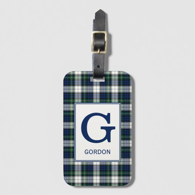 Clan Gordon Dress Tartan Mit Monogramm Gepäckanhänger (Vorderseite Vertikal)