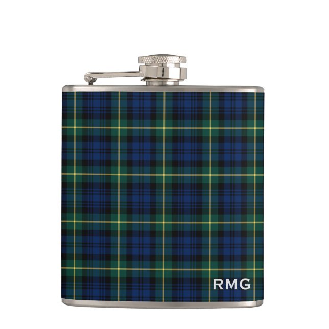 Clan Gordon Tartan Mit Monogramm Flachmann (Vorderseite)