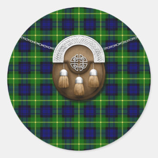 Clan Gordon Tartan und Sporran Runder Aufkleber