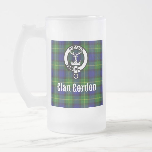Clan Gordon Tartan Wappen Mattglas Bierglas (Links)