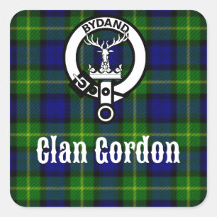 Clan Gordon Tartan Wappen Quadratischer Aufkleber