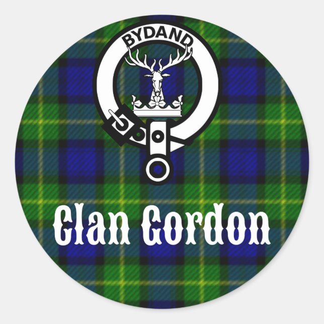 Clan Gordon Tartan Wappen Runder Aufkleber (Vorderseite)