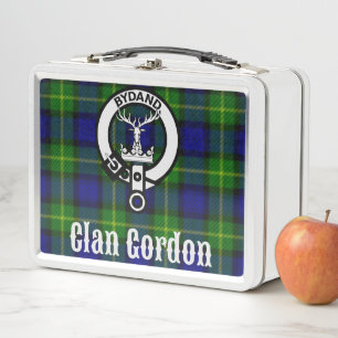 Clan Gordon Wappen Abzeichen & Tartan Metall Brotdose