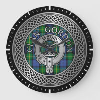 Clan Gordon Wappen & Tartan Knot Large Clock