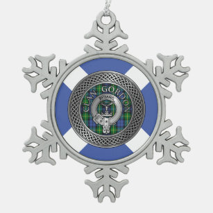 Clan Gordon Wappen & Tartan Knot Schneeflocken Zinn-Ornament