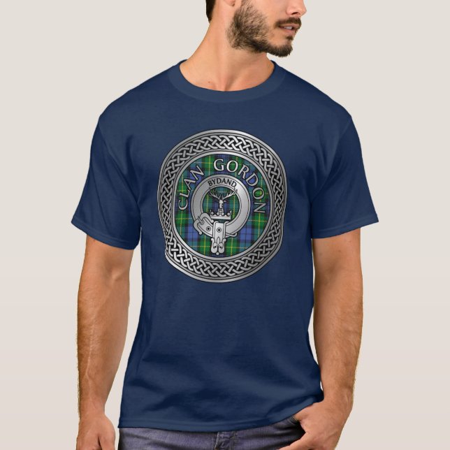 Clan Gordon Wappen & Tartan Knot T - Shirt (Vorderseite)