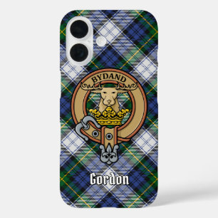 Clan Gordon Wappen über Dress Tartan iPhone 16 Hülle