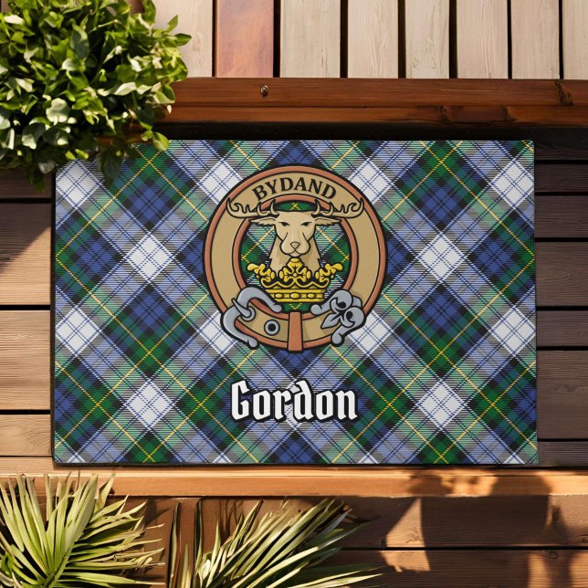 Clan Gordon Wappen über Dress Tartan Fußmatte (Von Creator hochgeladen)