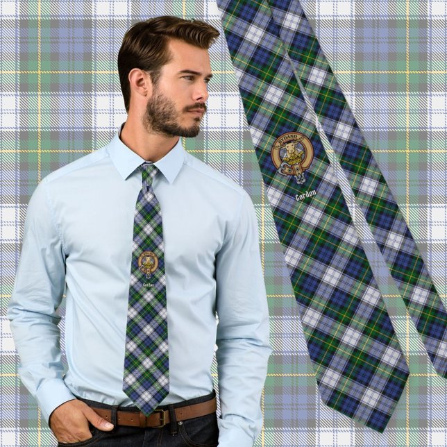 Clan Gordon Wappen über Dress Tartan Krawatte (Von Creator hochgeladen)