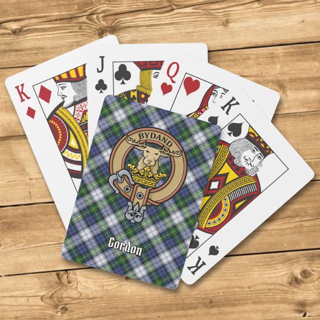 Clan Gordon Wappen über Dress Tartan Spielkarten (Von Creator hochgeladen)