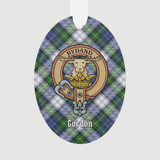 Clan Gordon Wappen über Kleid Tartan Ornament (Vorderseite)