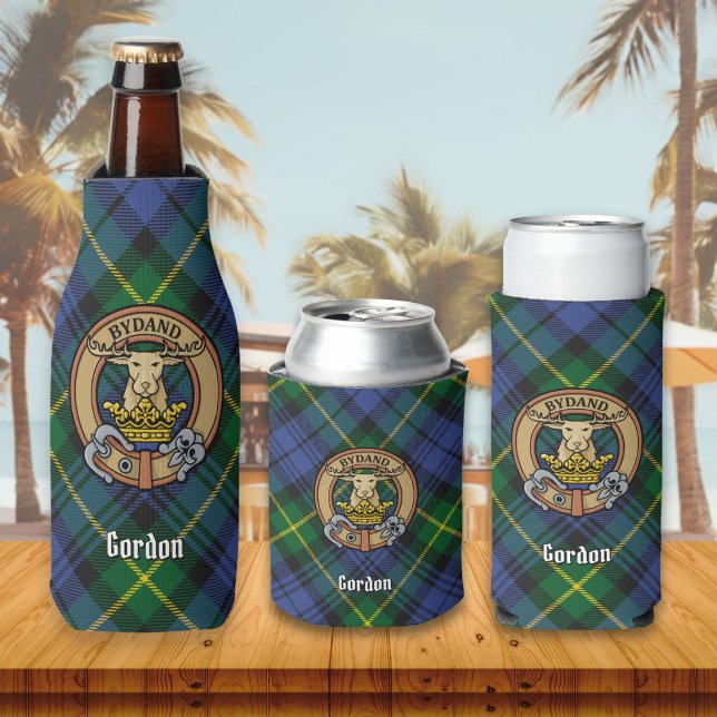 Clan Gordon Wappen über Tartan Flasche Cooler Flaschenkühler (Von Creator hochgeladen)