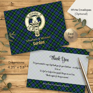 Clan Gordon-Wappen über Tartan Folie Einladungspostkarte