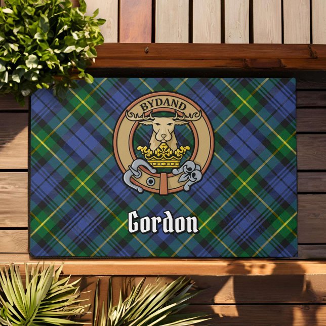 Clan Gordon Wappen über Tartan Fußmatte (Von Creator hochgeladen)