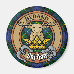 Clan Gordon Wappen über Tartan Magnet