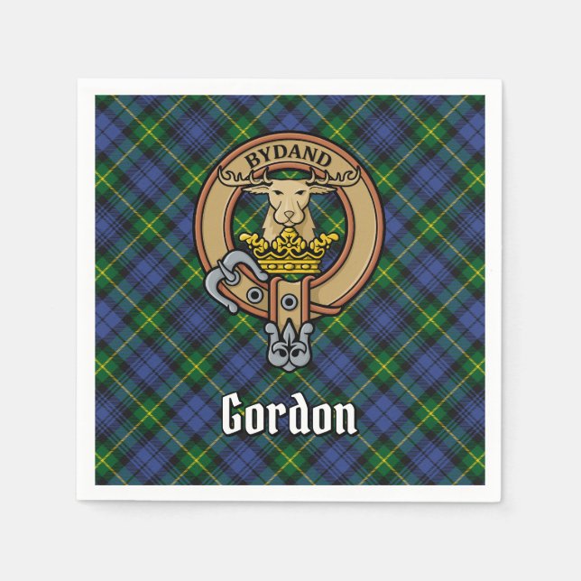 Clan Gordon Wappen über Tartan Serviette (Vorderseite)