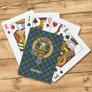 Clan Gordon Wappen über Tartan Spielkarten